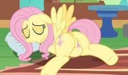 2015 anus ass bite biting_pillow clitoris equine feathered_wings feathers female feral fluttershy_(mlp) friendship_is_magic mammal masturbation my_little_pony pegasus pillow pussy pussy_juice shutterflyeqd solo vaginal_masturbation vaginal_penetration wet wings yellow_feathers