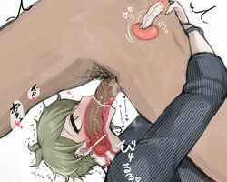 <3 2boys blush censored cum_in_mouth danganronpa deepthroat fingering gay green_eyes green_hair male male_only new_danganronpa_v3 oral oral_sex oral_with_prostate_stimulation piercings prostate prostate_milking prostate_stimulation pubic_hair puru rantaro_amami smooth_skin x-ray yaoi