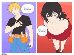 1boy 1girls comic english english_text ibanews1 jaune_arc raven_branwen rwby tagme