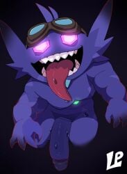 big_penis circumcised drooling_tongue droplets eyewear eyewear_on_head eyewear_only fangs gem_eyes generation_3_pokemon genitals goggles goggles_on_head goggles_only grey_background hi_res humanoid humanoid_genitalia humanoid_penis leviapanda long_tongue looking_at_viewer male male_only muscular muscular_male nintendo nude penis pink_eyes pokemon pokemon_(species) purple_body sableye signature simple_background solo teeth tongue tongue_out