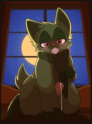 absurd_res anthro balls black_border blush bodily_fluids border claws condom condom_in_mouth digital_media_(artwork) erection felid feline felis floragato fur generation_9_pokemon genital_fluids genitals green_body green_fur hair heart_eyes heart_symbol hi_res humanoid_genitalia looking_at_viewer male mammal mouth_hold narrowed_eyes nintendo nude object_in_mouth penis pokemon pokemon_(species) pukizel_(artist) sexual_barrier_device simple_background smile solo tail