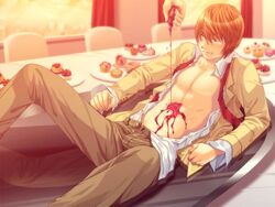 artist_request death_note food gay l_lawliet light_yagami male male/male male_only tagme yaoi