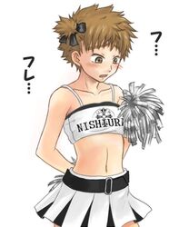 1boy androgynous cheerleader color crossdressing femboy male male_only midriff mihashi_ren ookiku_furikabutte pom_poms ren_mihashi solo