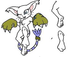 color digimon fur furry gatomon purple_fur sexless solo