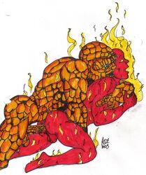 2005 artist_request ben_grimm fantastic_four human_torch johnny_storm male male_only marvel marvel_comics multiple_males sex tagme the_thing_(marvel) yaoi