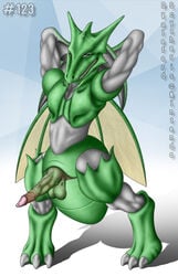 anthro claws color d_valeford front_view male male_only muscles penis pokemon pose scyther solo standing tagme