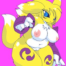 anthro breasts chubby color digimon female female_only front_view fur furry nude obese renamon solo tagme vulva