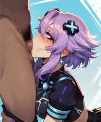 1boy 1boy1girl 1girls ai_generated blowjob neptune_(neptunia) neptunia_(series) oral oral_sex penis saucy_trove smeared_makeup stable_diffusion tagme