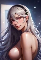 1girls 2024 2024s ai_generated black_hairband breasts corrin_(fire_emblem) corrin_(fire_emblem)_(female) female female female_only fire_emblem fire_emblem_fates hairband human human_female human_only intelligent_systems light-skinned_female light_skin long_hair looking_at_viewer medium_breasts nai_diffusion nintendo nipples nude nude_female red_eyes solo solo_female stable_diffusion standing upper_body video_game_character