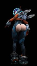 1girls 3d huge_ass juno_(overwatch) looking_at_viewer overwatch purple_hair supersolenoid tagme