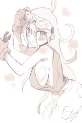 2024 big_breasts breasts dadadaeki00 danganronpa danganronpa_v3 female female_focus female_only goggles goggles_on_head iruma_miu long_hair mechanic sideboob sketch tank_top thighs wrench