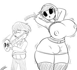 1boy 1futa big_breasts big_thighs breast_expansion breasts bulge clothed clothing exocomics flaccid fully_clothed futanari futanari_transformation futanarization huge_breasts identity_death male male_to_futa marco_diaz mario_(series) mask monochrome princess_marcia princess_marco shy_gal shy_guy signature simple_background sketch skindentation standing star_vs_the_forces_of_evil tagme thick_thighs thigh_expansion thighhighs transformation white_background wide_hips