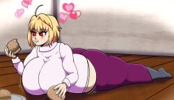 1girls alternate_breast_size alternative_bust_size arcueid_brunestud ass ass_expansion belly belly_expansion big_ass big_breasts blonde_hair breast_bigger_than_head breast_expansion breasts breasts_bigger_than_head breasts_bigger_than_torso bubble_butt burger busty clothed clothing color dat_ass dumptruck_ass eating eating_burger expansion expansion_sequence fat fat_ass feet female growing growth hamburger huge_ass huge_belly huge_breasts hyper hyper_ass hyper_breasts justdrawingjake large_ass large_breasts laying_down leaning looming melty_blood plump red_eyes resting sequence smile solo thick_ass tsukihime type-moon vampire weight_gain