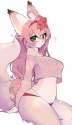 1girls blush breasts female female_only fluffy fluffy_hair furry furry_only heart oc original_character panties takkunaki thighs