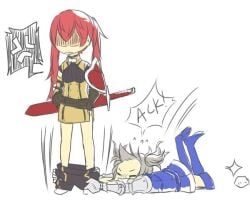 anger_vein artist_request cynthia_(fire_emblem) fire_emblem fire_emblem_awakening pantsing severa_(fire_emblem) source_request text tripping