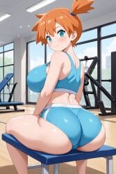 1girls ai_generated ass female female_only gym gym_bottomwear gym_clothes gym_clothing gym_shirt gym_shorts gym_uniform kasumi_(pokemon) pokemon red_hair redhead_female sexy.ai