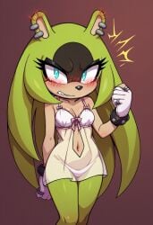 ai_generated blush bonsoirdude breasts furry hair_down idw_comics nightgown sonic_(series) surge_the_tenrec