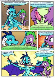 animal_genitalia animated blue_scales blue_skin comic dragon erection female friendship_is_magic genital_slit green_scales horn long_tongue male my_little_pony penis pink_penis princess_ember_(mlp) purple_skin purple_wings scales size_difference slit smooth_skin spike_(mlp) spread_wings straight tongue whateverbender white_horn wings