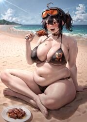 ai_generated bbw beach belly belly_button bikini chubby chubby_female exposed_fat_belly fat fat_female fat_girl fat_woman female female_focus female_only grace_howard light-skinned_female light_skin solo solo_female solo_focus weight_gain zenless_zone_zero