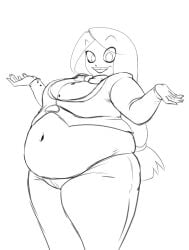 black_and_white charlie_morningstar_(hazbin_hotel) chubby chubby_female hazbin_hotel lordaltros morbidly_obese_female overweight overweight_female sketch tagme tight_clothing uncolored wardrobe_malfunction