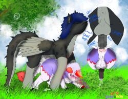 bodily_fluids cum cum_inside duo equid equine feral generation_7_pokemon genital_fluids hi_res horse lycanroc male male/male mammal nathylution nintendo oliver_lycanroc oliver_lycanroc_(character) outside pokemon pokemon_(species) shark_dragon