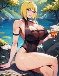 1girls ai_generated alternate_costume arm_support big_breasts bikini blonde_hair blue_eyes blunt_bangs bob_cut breasts breasts_bigger_than_head center_opening chair child_bearing_hips cleavage drink eyewear glass hanging_breasts high_resolution highleg highleg_bikini holding_object hourglass_figure illumaru juice lake large_breasts light-skinned_female light_skin mature mature_female mature_woman midriff milf nail_polish naruto naruto_(series) naruto_shippuden novowels official_alternate_costume on_chair one-piece_swimsuit oppai orange_juice pinup plump revealing_clothes sagging_breasts samui short_hair sitting sitting_on_chair skimpy skimpy_bikini slim_waist smile solo stable_diffusion swimsuit thick_thighs thighs tight_bikini tight_swimsuit tinted_eyewear very_high_resolution voluptuous voluptuous_female watermark wide_hips