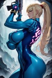 ai_generated big_ass big_breasts holding_gun lamprey3931 perfect_body samus_aran side_view standing