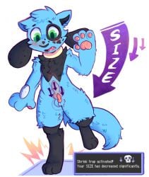 anthro attribute_theft big_penis english_text generation_4_pokemon genitals hi_res male nintendo penis pokemon pokemon_(species) riolu sin_tokki sinfulshen size_theft small_penis solo text