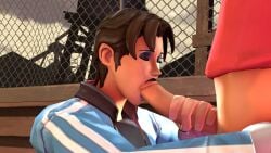 1boy1girl 3d animated blue_makeup closed_eyes female femscout fence hair makeup mr_moles_34 oral oral_penetration oral_sex outside scout_(team_fortress_2) sound source_filmmaker submissive tagme team_fortress_2 video video_games