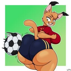 big_ass big_butt bobcat bubble_ass caracal football football_(ball) football_player football_uniform kayla_martinez panties questionable_age questionable_consent soccer soccer_uniform spain thick_thighs thighs thrusting xmetalhusky