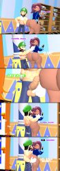 1boy 1girls 3d against_wall ass ass_clapping ass_jiggle big_ass big_ass_cheeks big_booty big_butt bottomless bubble_butt cum cum_in_pussy desti_(smg4) human_desti kaibernation large_ass luigi male male/female mario_(series) no_panties no_pants plap sex shirt_only slamming slap slapping_ass smg4 straight straight_sex