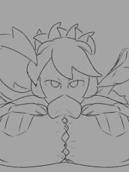 animated bored bored_sex clothed_sex confusedsabron fukua_(skullgirls) monochrome necktie paizuri paizuri_under_clothes pov skullgirls tagme video