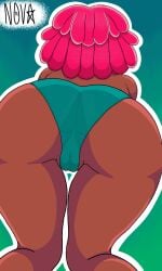 brawl_stars dark-skinned_female dark_skin from_behind juju_(brawl_stars) panties pink_hair red_hair