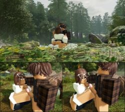 1boy 1girls 3d aftermath blue_eyes cum cum_on_hands dripping_cum forest_background handjob medium_penis outdoors roblox robloxian self_upload smg32 sport_shoes sports_bra sports_shorts sporty tagme