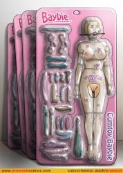 1girls ball_gag bondage bound breasts collar commodification department_store doll doll_box erenisch female femsub for_sale legal_slavery on_display package package_box restrained retail_store sexdoll slave slave_collar vulva