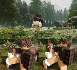 1boy 1girls 3d aftermath blue_eyes cum cum_on_hands dripping_cum forest_background handjob medium_penis roblox robloxian self_upload smg32 sport_shoes sports_bra sports_shorts sporty tagme