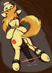 2013 anal anal_sex animal_genitalia animal_penis anus ass backsack balls bondage bound braeburn_(mlp) collar cum cum_pool drooling earth_pony equine equine_penis erection feral friendship_is_magic hi_res horse horsecock looking_at_viewer looking_up lying male male_only mammal my_little_pony nude on_front penetration penis penis_backwards pony precum redcladhero saliva sex_toy solo spread_legs spreader_bar spreading vibrator