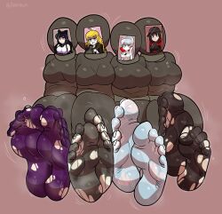 4girls black_hair blake_belladonna blonde_female blonde_hair bondage dubious_consent feet feet_focus female foot_fetish foot_focus imminent_rape leggings light-skinned_female light_skin picture questionable_consent reathroch rope_bondage ruby_rose rwby sexy_feet sexy_soles smell smelly smelly_feet socks soles soles_fetish soles_focus soles_visible_through_pantyhose stinky_feet team_rwby toes torn_leggings torn_socks weiss_schnee white_hair wiggling wiggling_toes wrapped_up yang_xiao_long