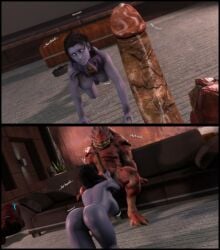 comic female foab30 hand_on_penis huge_ass huge_cock krogan male male/female mass_effect on_knees quarian sex straight tali'zorah_nar_rayya urdnot_wrex worshiping