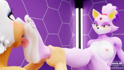 16:9 3d 5_toes anthro barefoot bat blaze_the_cat blaze_the_cat_(warfaremchine) blender_(artwork) blush breasts digital_media_(artwork) domestic_cat duo feet felid feline felis female female/female foot_fetish foot_lick foot_play fur hi_res humanoid_feet licking mammal nipples nude open_mouth plantigrade purple_body purple_fur rouge_the_bat rouge_the_bat_(warfaremchine) sega smile soles sonic_(series) sonic_the_hedgehog_(series) toes tongue tongue_out unuxory warfare_machine widescreen yellow_eyes
