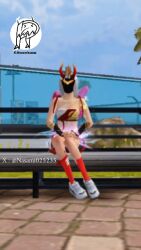 animated big_breasts breasts demon demon_girl devil female free_fire gif ritz_nasami_ sexy topless topless_female white_hair