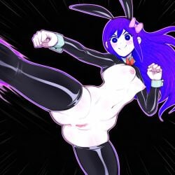 ai_generated anus aubrey_(headspace) fighting_stance omori reverse_bunnysuit vagina