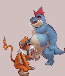 alligator alligatorid aroused balls belly bodily_fluids crocodile crocodilian croconaw cum duo ejaculation fangs fellatio femboy fire forced fur generation_2_pokemon generation_4_pokemon genital_fluids genitals handjob haplorhine hellstalker hidronics licking luke_hidron male male/male mammal military monferno monkey musk nintendo nipples nude nudist oral orgasm paws penile penis pokemon pokemon_(species) primate reptile scales scalie sex slightly_chubby soldier sweat tail teeth thick_thighs tongue warrior water