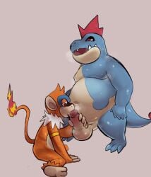 alligator alligatorid aroused balls belly bodily_fluids crocodile crocodilian croconaw duo fangs fellatio femboy feral fire forced fur generation_2_pokemon generation_4_pokemon genitals handjob haplorhine hellstalker hidronics humanoid licking luke_hidron male male/male mammal military monferno monkey musk nintendo nipples nude nudist oral orgasm paws penile penis pokemon pokemon_(species) primate reptile scales scalie sex slightly_chubby soldier sweat tail teeth thick_thighs tongue warrior water