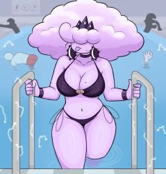 1girls bikini cloud cloud_creature cloud_humanoid mevia_(sketchfins) original pool sketchfins solo