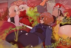 6girls ann_takamaki atlus big_ass big_butt black_panties blonde_hair blue_eyes blush bow brown_hair enormous_butt fart fart_cloud fart_fetish farting farting_together farts female glasses haru_okumura heart kasumi_yoshizawa latex_bodysuit looking_back makoto_niijima melissaalli multiple_girls one_eye_closed open_mouth orange_hair panties persona persona_5 pointy_ears ponytail purple_eyes red_eyes red_hair sakura_futaba short_hair smelly smile sophia_(persona_5) stinky sumire_yoshizawa text thick_thighs twintails yoshizilla yuri