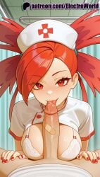 1boy 1girls 2025 ai_generated aqua_nails artist_name black_nails blowjob blowjob_face blue_nails blush breasts bust chest cock dick electroworld fellatio female fingernails flannery_(pokemon) green_nails hat hi_res high_quality high_resolution highres licking licking_penis long_fingernails male multicolored_nails nail_art nail_polish oral oral_sex orange_nails patreon patreon_username penis pink_nails pokemon pov purple_nails red_eyes red_nails solo_focus stable_diffusion straight sucking toenail_polish tongue tongue_out uncensored underwear watermark yellow_nails