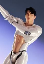 ai_generated asian_male cute_male feeling_arm futuristic jinu_(kpop_demon_hunters) korean_male kpop_demon_hunters male mecha netflix robot robot_boy robotic robotization touching_arm touching_self