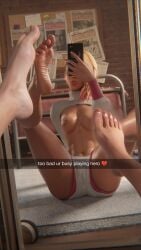 1girls 3d erovirus feet female gwen_stacy marvel mirror mirror_selfie snapchat snapchat_sexting solo spider-gwen spider-man