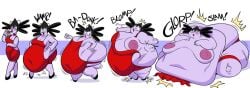 1girls blob female gothitelle overweight overweight_female pokemon pokemon_bw red_dress sequence superspoe weight_gain
